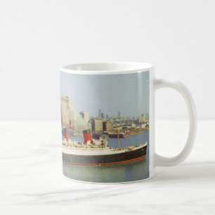 Mug RMS Queen Mary Sailing New York 1950