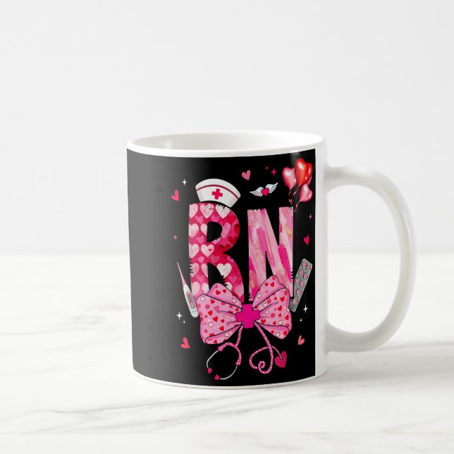 Mug Rn Valentine Coquette Bow Stethoscope Nurse Girl W (Droite)
