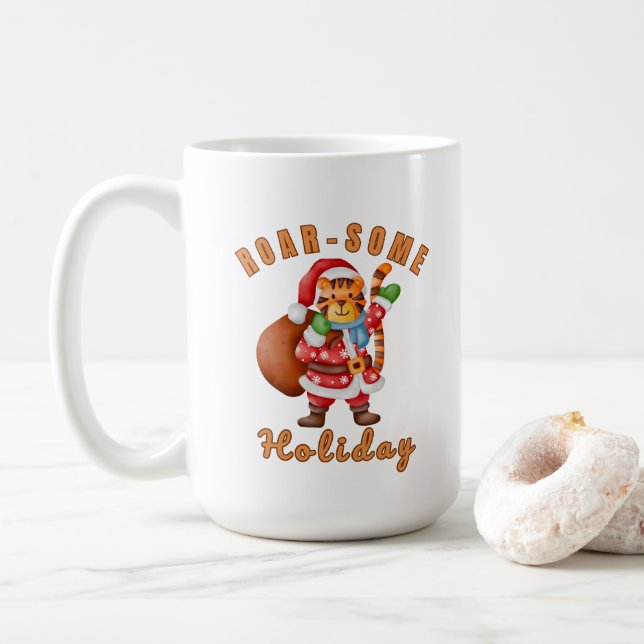 Mug Roar‑some Holiday Tiger Santa christmas (Avec donut)