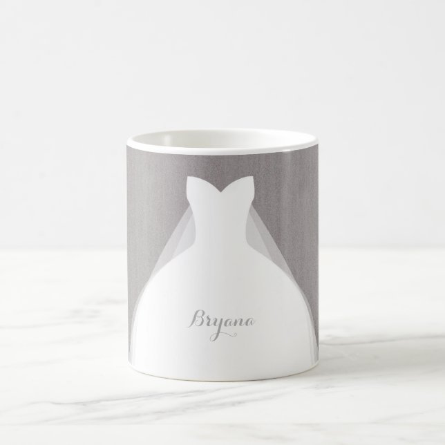 Mug Robe de mariée Moderne Glamour Mariage Chic Gris (Centre)