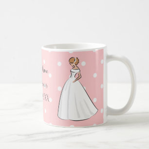 Mug Robe de mariée rose à pois blancs Mignonne kawaii