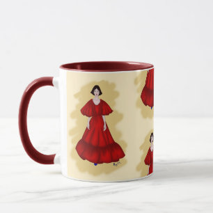 Mug Robe rouge vibrante au style de mouvement sculptur