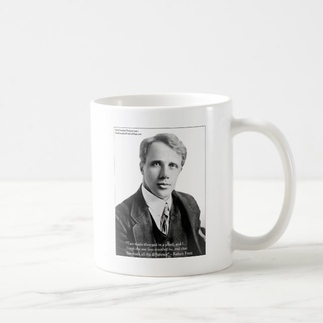 Mug Robert Frost Citation "Road Travellers" Sur Cartes (Droite)