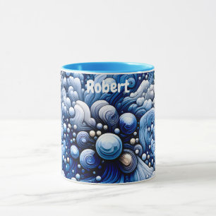Mug ROBERT ~ Zany Bubbles 3D ~ Blues ~