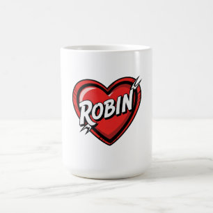 Mug Robin Bande Dessinée Pop Art Cœur Nom