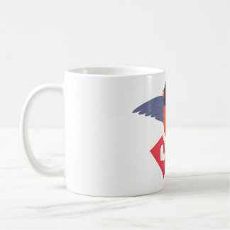 Mug Robin Bird Flying with Red Heart Love Letter