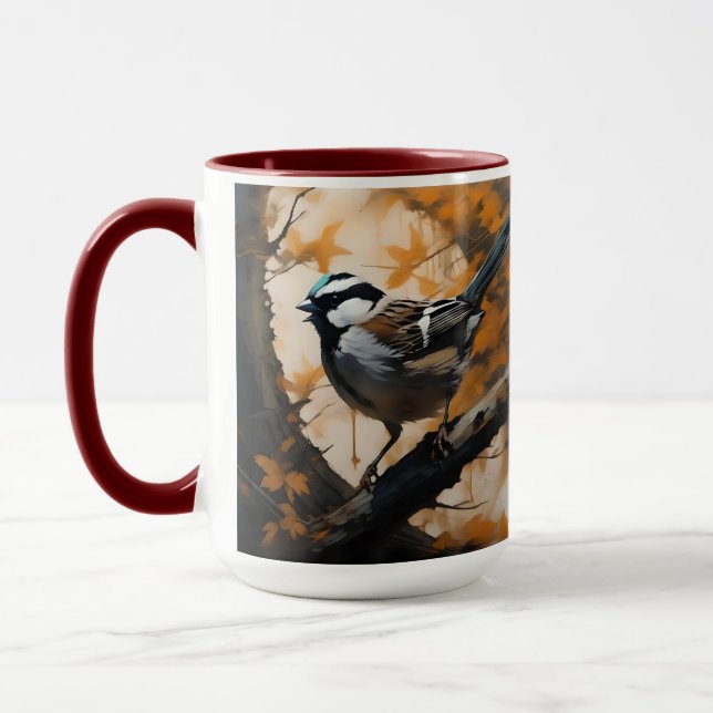 Mug Robin Dans Une Peinture À Huile D'Arbre, (Gauche)