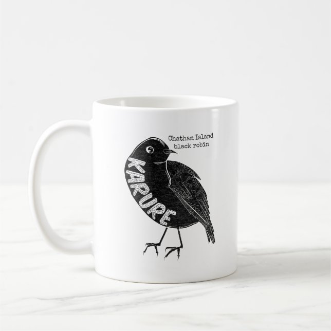 Mug Robin noir de l'île Karure Chatham (Gauche)