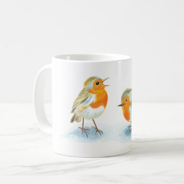 Mug Robins rouges en hiver (Devant gauche)