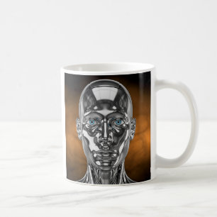 Mug Robot argenté yeux bleus