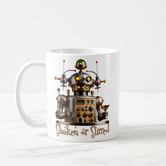 Mug Robot Barman Futuriste "Secoué ou Remué" (Gauche)