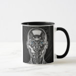 Mug robot chrome futuriste<br><div class="desc">Ce mug robot chrome futuriste est parfait pour les fans de technologie, de science-fiction ou de robots. Il montre un robot en métal brillant avec un visage argenté réaliste et des yeux bleus lumineux. Le fond sombre met en valeur le style moderne et high-tech du design. C’est un excellent choix...</div>