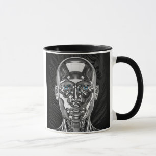 Mug robot chrome futuriste