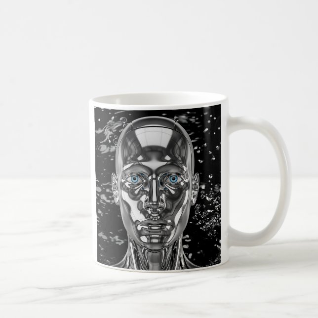 Mug Robot chrome yeux bleus (Droite)