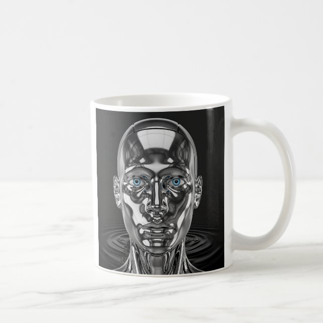 Mug Robot chromé yeux bleus (Droite)