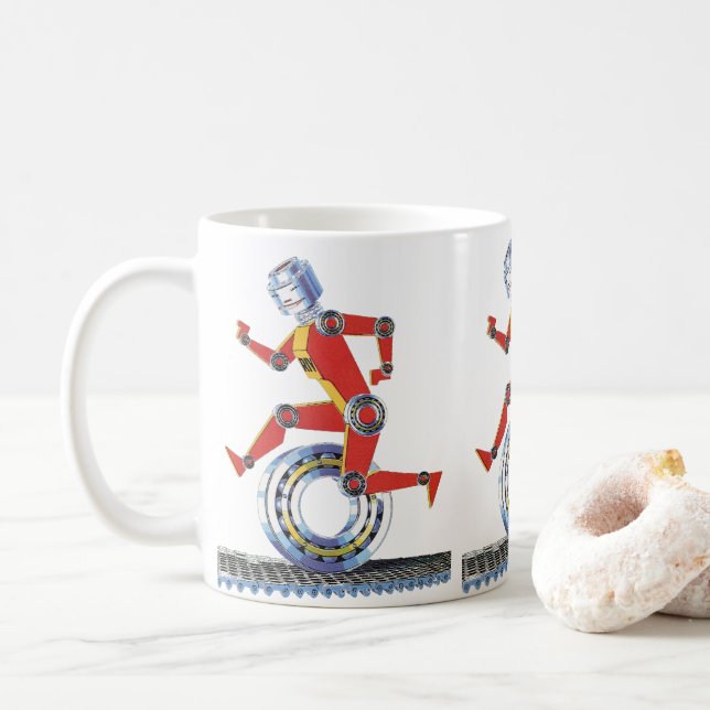 Mug Robot de science-fiction vintage à roues (Avec donut)