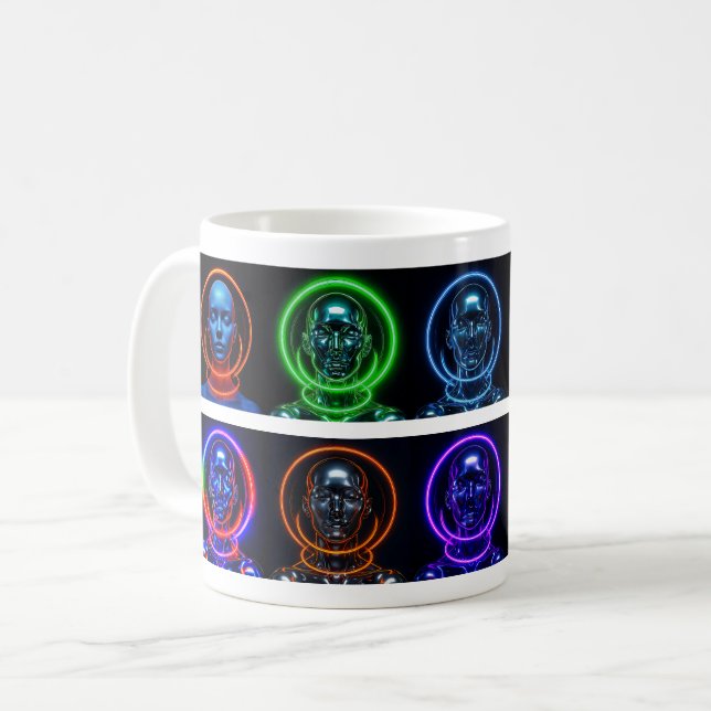 Mug Robot futuriste néon (Devant gauche)