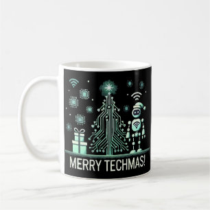 Mug Robot IA avec arbre de Noël Tech - Joyeux Techmas