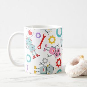 Mug Robots Enfantins Pièces Mécaniques Colorées Outils