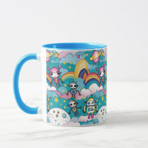 Mug Robots Sci-Fi et Rainbows de Cute Retro Kawaii