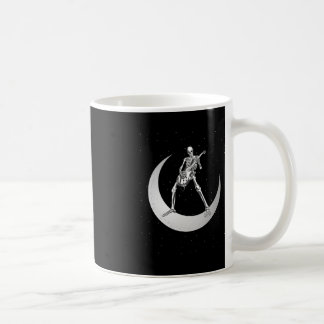 Mug Rock And Roll Skeleton Jouer Guitare Rock Sur Lune