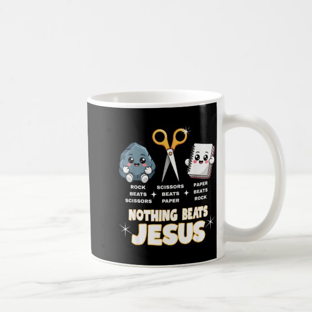 Mug Rock Paper Scissors But Nothing Beats Jesus Funny  (Droite)