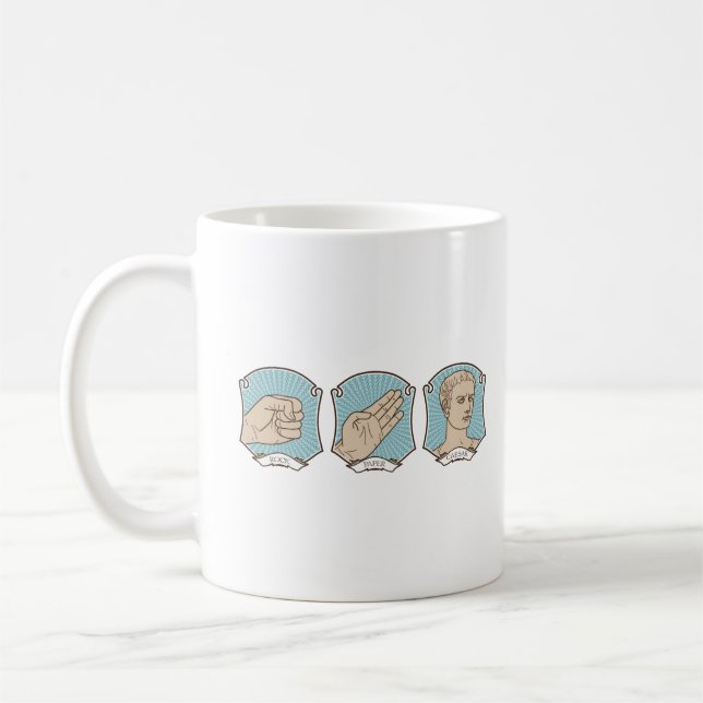 Mug Rock, Papier, César drôle Mot Pun (Gauche)