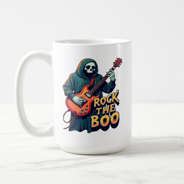 Mug Rock the Boo - Halloween Skeleton Guitare Design (Gauche)