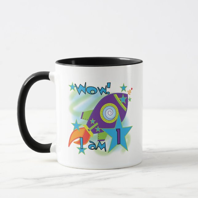 Mug Rocket Ship 1er Anniversaire Tshirts et cadeaux (Gauche)