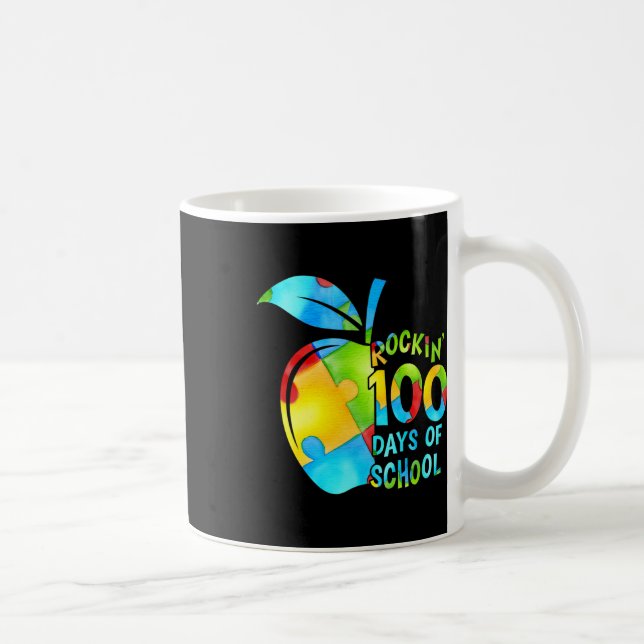 Mug Rockin' 100 Jours De Puzzle D'École Apple Autisme  (Droite)