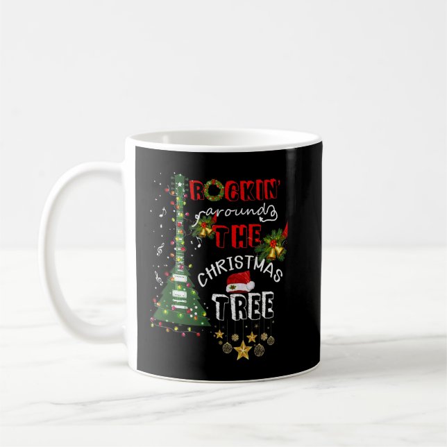 Mug Rockin Autour De La Guitare De Noël Arbre Santa Ha (Gauche)