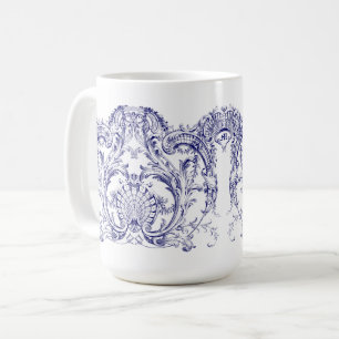 Mug Rococo Cartouche Frieze Baroque Bleu & Blanc