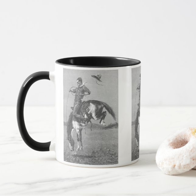 Mug Rodeo Cowboys vintage, Bucking Bronco par Remingto (Avec donut)
