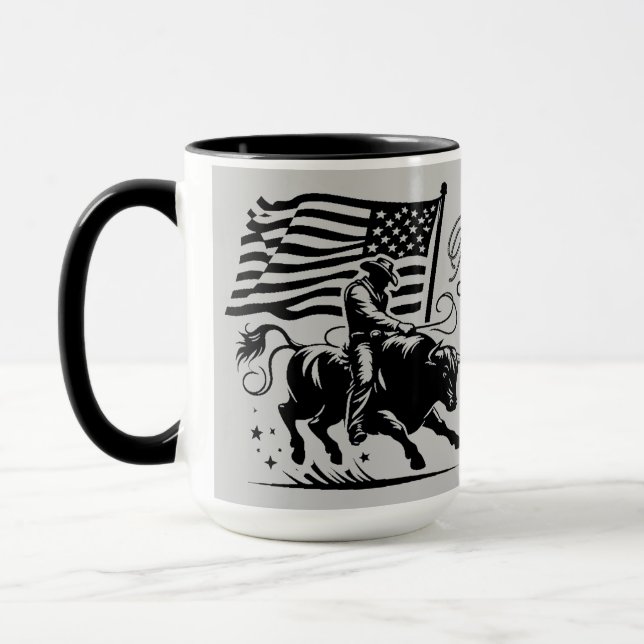 Mug Rodeo de cavalier de taureau américain personnalis (Gauche)