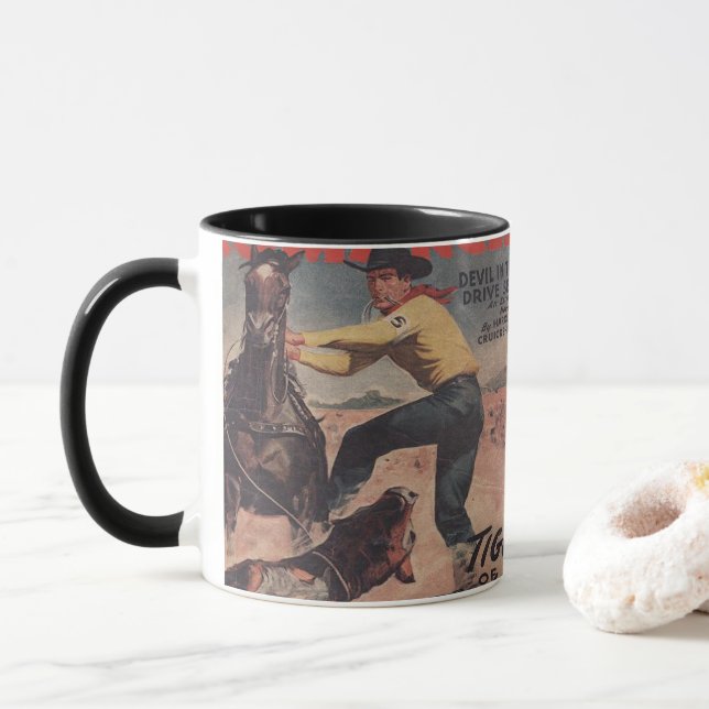 Mug Rodéo Occidental Cowboy Calf Roping Rodéo Romance (Avec donut)