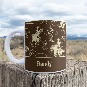 Mug Rodéo Occidental Personnalisé Cowboy Dark Brown