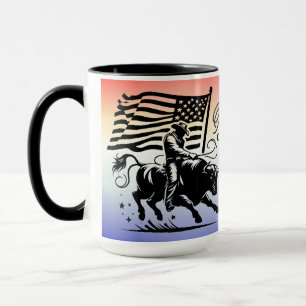 Mug Rodeo Personnalisé de Cavalier de Taureau Américai