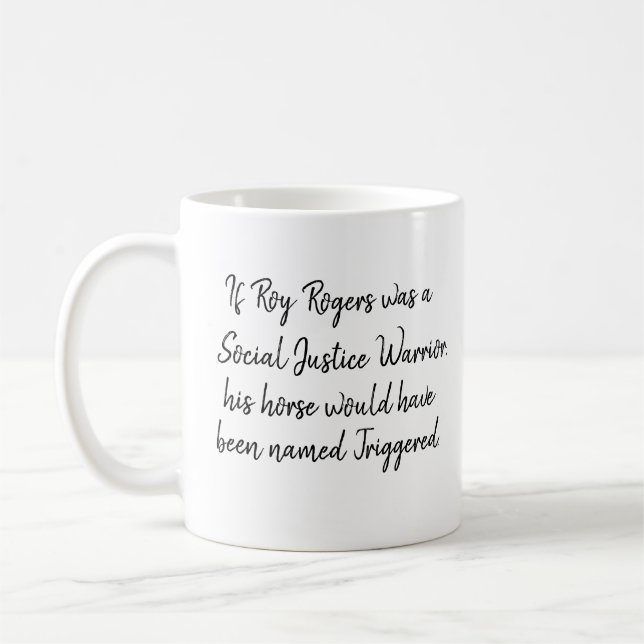 Mug Roger Rogers SJW Funny Black Text Personnalisé (Gauche)