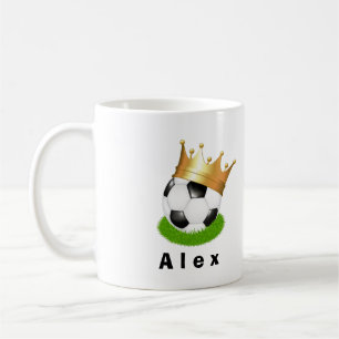 Mug Roi du football Couronne d'or Nom personnalisé
