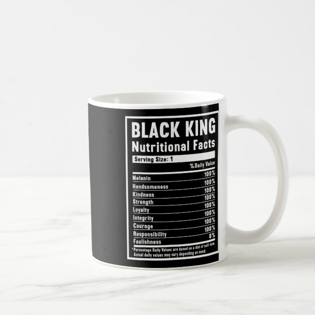 Mug Roi Noir Faits nutritionnels Histoire noire africa (Droite)