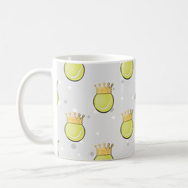 Mug Roi Tennis - Motif sans couture sur fond gris (Gauche)