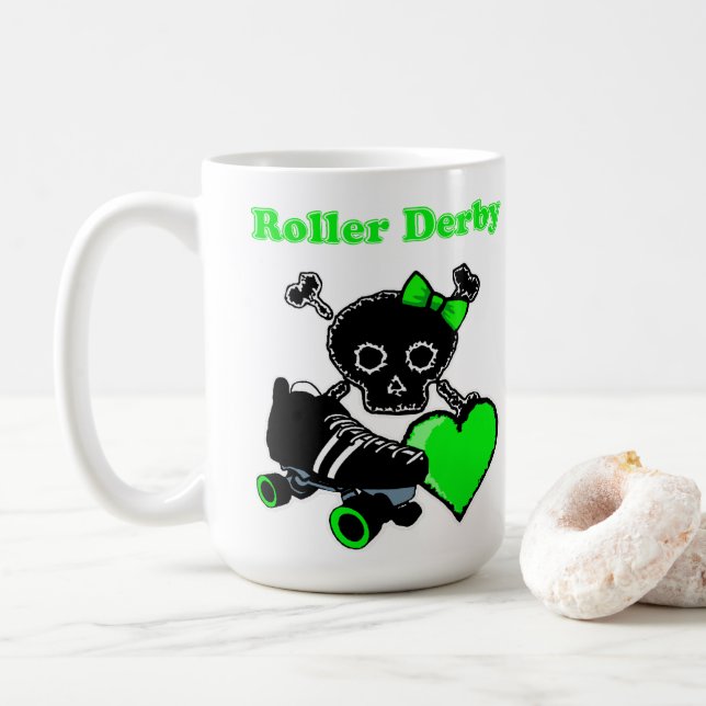 Mug Roller Derby Heart (Vert) (Avec donut)