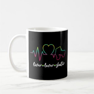 Mug Roller Skating Live Love Skate Heartbeat Heart Tie