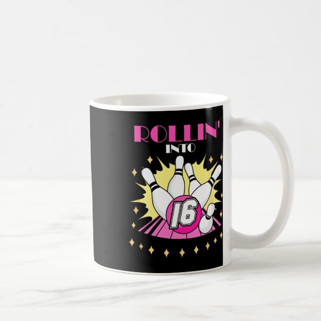Mug Rollin In 16 Bowling Anniversaire Party 16. Garçon (Droite)