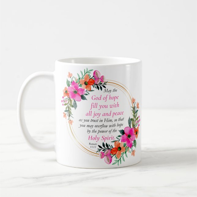 Mug Romains 15:13 - Dieu d'Espérance Verset Biblique F (Gauche)