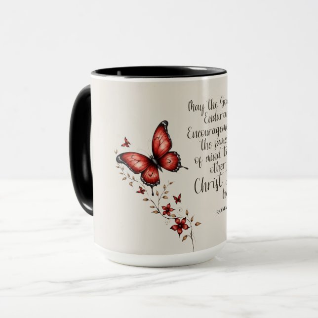 Mug Romains 15:5 Image de verset biblique (Devant gauche)
