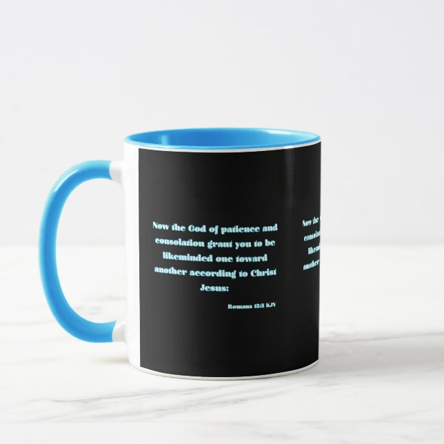 Mug Romains 15:5 KJV Bible Écriture Deux Tons (Gauche)