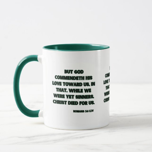 Mug Romains 5:8 KJV Bible Écriture Deux Tons (Gauche)