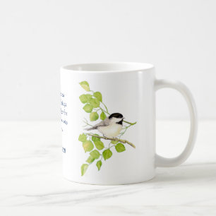 Mug Romains 8:28 Écriture biblique Chickadee Oiseau Ar