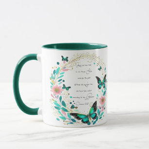 Mug Romains 8:28 Fleurs et papillons